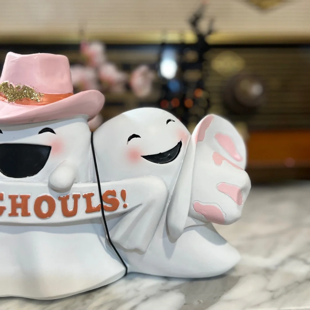 ✨NEW👻Goblin and Ghoul Let’s go Ghouls! Pink Cowboy Ghost Trio Decor👻 - Picture 6 of 11